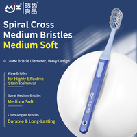 Brosse à dents attrayante pour adultes avec poils en spirale moyens et design croisé pour le nettoyage, vente en gros d'usine