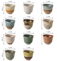 Tasses en grès de style minimaliste sans anse, multicolores rustiques, pour café, vaisselle, thé de l'après-midi et coffret cadeau