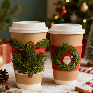 Customized <strong>Christmas</strong> Disposable <strong>Paper</strong> <strong>Cups</strong> Eco-friendly Disposable Single and Double Wall Hot Drink Coffee <strong>Cups</strong> with Lids - Product Image 3