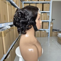 Perruque Bob 14A, Lace Front 5x5, Marron Élastique et Volumineux, Sans Lacet, Courte Bouclée Naturelle, Accessoire Cheveux Courts