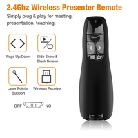 Presentador Inalámbrico PPT con Láser Rojo, Presentación PowerPoint, Láser Inalámbrico RF de 2.4GHz, Lápiz para Pasar Páginas, Control Remoto USB R400, Ratón