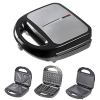 Machine à sandwich électrique portable 3-en-1 à double face chauffante, antiadhésive et à extérieur froid au toucher, pour 4 tranches, vente en gros