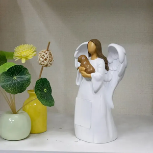 Estátua de Cão Personalizada, Figura de Resina Angelical com Design de Asas, Feita à Mão e Pintada à Mão, Decoração Religiosa para Casa, Arte de Anime - Product Image 4