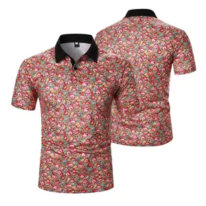 Custom breathable Polo Shirts Printed collar Design Polyester Sublimation Polo Shirts Customized Logo Mens Golf Polo