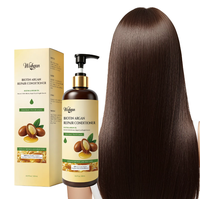 Après-shampoing Wishgan naturel à la biotine, à la glycérine et à l'huile d'argan pour cheveux bouclés, frisés, abîmés, réparation, douceur, hydratation, soin quotidien