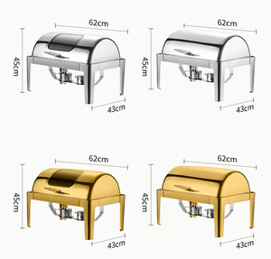 Matériel de restauration : Ensemble de chafing dish de luxe de style moderne pour buffet, chauffe-plats portable, usage commercial, doré, pour <span class=keywords><strong>restaurant</strong></span> - Product Image 6