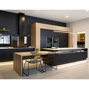 Design aus chinesischer Fabrik Fertigteil-Kücheneinheit aus wasserfestem Sperrholz Moderne Einbauküche als Komplettset in Schwarz - Product Image 2