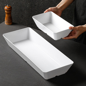 Ensemble de plateaux de service rectangulaires blancs en mélamine, assiettes profondes pour buffet, repas d'hôtel, présentation alimentaire - Product Image 3