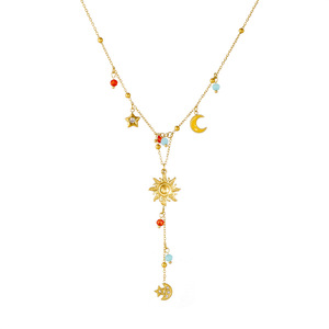 Stylish Star Moon Sun Pendant Stainless Steel Y Chain Necklace Gift Jewelry - Product Image 5