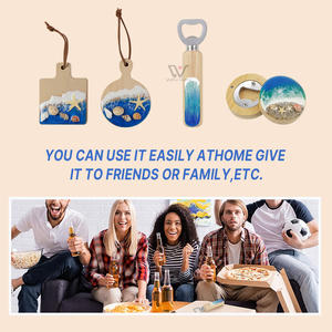 Porte-clés décapsuleur en résine et <span class=keywords><strong>bois</strong></span> motif vague océanique fait main – Essentiel portable pour fêtes en extérieur et voyages sur le thème de la plage - Product Image 2