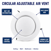 Grille d'aération moderne en plastique ABS blanc pour système d'air frais extérieur, bureau, sous-sol, entrepôt, atelier, système d'évacuation d'air rond