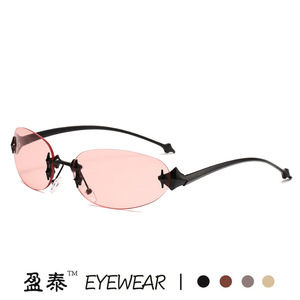 แว่นกันแดดทรงแคทอายรูปดาวไร้กรอบโลหะสีเงิน UV400 แฟชั่นสำหรับผู้หญิง - Product Image 3