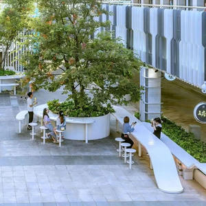 B12 Midcentury FRP Fiberglass Planter Seat Artificial Plant Holder Durable Eco-Friendly Easy Clean Commercial Malls Schools - Product Image 6