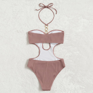 Maillot de bain une pièce à bretelles, couleur unie, style coréen, sexy, photo de fille nue, modèle ouvert, séchage rapide, vente chaude - Product Image 4