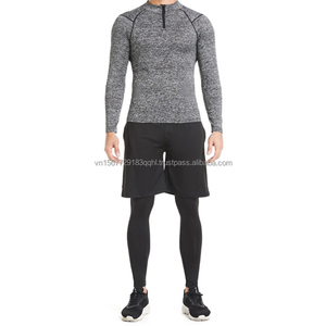 Camiseta Deportiva Unisex de Manga Larga con Estampado, Secado Rápido, Media Cremallera, Transpirable, Anti-UV, 100% Poliéster, para Fitness y Running - Product Image 1