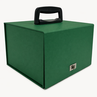 Caja de Regalo Rígida de Lujo con Acabado Mate, Tapa Abatible, Cierre Metálico y Asa de Plástico Texturizado Negro, Cajas de Regalo para Invitados de Boda