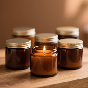 Precio al por Mayor, Frascos de Vidrio Ámbar de 4 oz para Velas, Frascos Redondos de Lados Rectos con Tapas Metálicas, Fabricantes de Frascos de Vidrio - Product Image 2