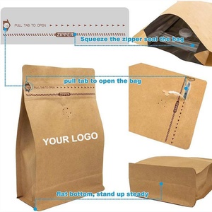 Sacs en papier kraft imprimés sur mesure à fond plat pour grains de café, emballage alimentaire en plastique avec valve, fermeture éclair et lien métallique – Fournisseur en Chine - Product Image 4