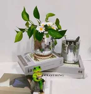 Großhandel DISCO Spiegel vase Mehrfarbige reflektierende Einrichtungs gegenstände Gartenarbeit Kreative Pailletten spiegel vase