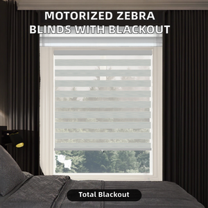 Persianas Horizontales Motorizadas Eléctricas Estilo Zebra para Ventanas Francesas, Integradas, de Poliéster Liso, Completamente Opacas, para Fábrica - Product Image 2