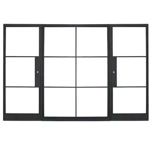 Hot bán cao cấp chất lượng bên ngoài kim loại pháp cửa kim loại màu đen khung thép cửa kính