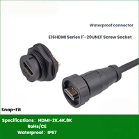 Conector Impermeable IP67 de Cobre Chapado en Oro, Tipo Snap-on, para Placa PCB, Conector Macho Trasero en Ángulo, Cable de 1M, 4K60HZ, Aviación
