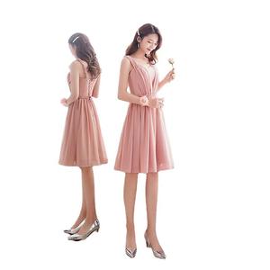 Bridesmaid Dresses Short Pink Chiffon A-Line Sweetheart Neckline Women Wedding Sister Outfits Party Dress Style A B C D E - Product Image 4