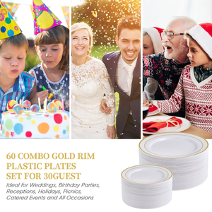 Assiette de Présentation Gaufrée de 7 Pouces Écologique de Haute Qualité avec Bord Doré Élégant pour Mariage, Caractéristiques Très Demandées - Product Image 5