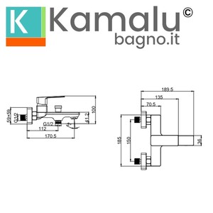 KAM-DIANA NERO KAMALU in ottone NERO miscelatore da bagno con doccia a mano e tubo in PVC accessori per il rubinetto del bagno - Product Image 3