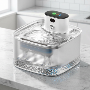 Bebedero Automático Inalámbrico Recargable para Mascotas con Depósito Transparente y Filtro para Gatos de Interior, Diseño Cuadrado Moderno - Product Image 1