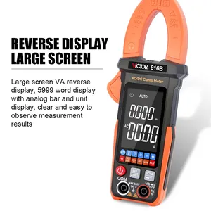 Victor RuoShui 616A/616B Auto Range Digital Clamp Meter, 5999 Counts, 600A AC DC Current, <b>Large</b> Reverse Display Screen - Product Image 4