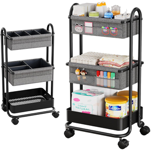 <span class=keywords><strong>Carrito</strong></span> de Almacenamiento de Plástico con Ruedas <span class=keywords><strong>para</strong></span> Bebés, 3 Niveles, Contenedores de Tela Oxford Sostenible, <span class=keywords><strong>Organizador</strong></span> Portátil <span class=keywords><strong>para</strong></span> Pañales de Recién Nacidos - Product Image 1