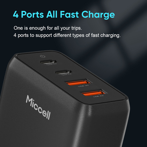 Chargeurs de téléphone GaN 65W Miccell en gros avec ports de charge rapide PD QC, <span class=keywords><strong>chargeur</strong></span> mural USB Type-C universel pour téléphones mobiles - Product Image 3