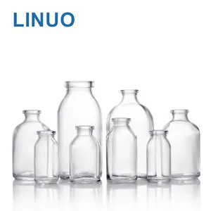 LINUO 7ml 10ml 15ml 20ml 50ml 100ml 250ml स्पष्ट चिकित्सा borosilicate कस्टम ढाला कांच की बोतल आपूर्तिकर्ता