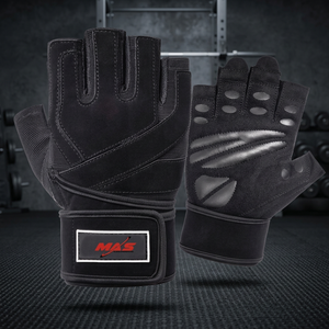 Breathable Anti-Slip Unisex <b>Weight</b> Lifting Gloves with Rubber and Leather for Workout and Gym Training - Product Image 2