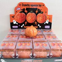 Jouet Squishy Créatif Citrouille Croustillante Anti-Stress, Jouet Sensoriel Bloc de Construction, Jouet à Presser Sonore pour Halloween