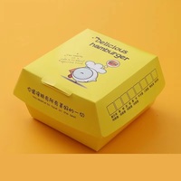 Boîtes en papier à rabat personnalisées pour la présentation de hamburgers et de frites, imprimées en éco-responsable et recyclables