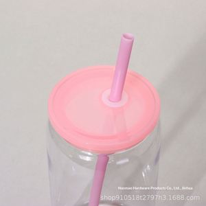 Vaso de Plástico de 16oz Estilo Mason con Pajita, Resistente a Altas Temperaturas, Color Sólido, Diseño Moderno, de Una Sola Capa, para Agua, Ideal para Comercio Transfronterizo - Product Image 3