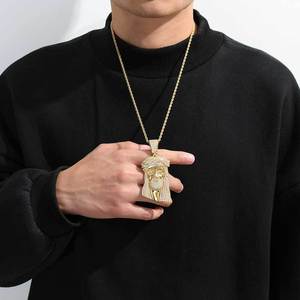Pendentif Jésus en Cuivre et Zircon VVS1, Bijou Hip Hop Populaire pour Homme, Chaîne à Maillons, Cadeau, Expédition depuis l'entrepôt américain - Product Image 6