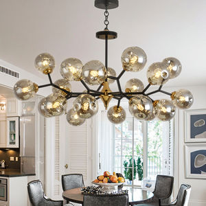 Lustre boule de verre doré de luxe moderne, luminaire d'intérieur pour la cuisine, le salon, la chambre à coucher et les hôtels - Product Image 4