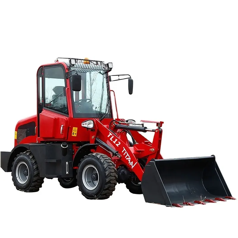 Tl12 1.2ton Máy cắt cỏ loader xe kéo màu đỏ xe tải loader nhỏ gọn bánh xe tải nhỏ để bán