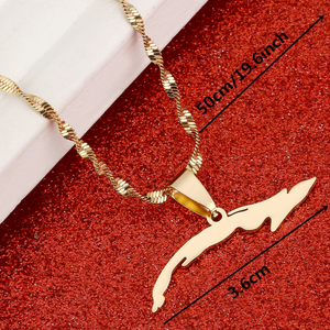 Popular Cuba mapa Acero inoxidable Pvd chapado 18K oro gota aceite hombres y mujeres moda <span class=keywords><strong>Boutique</strong></span> Cuba mapa collar de alta calidad - Product Image 4