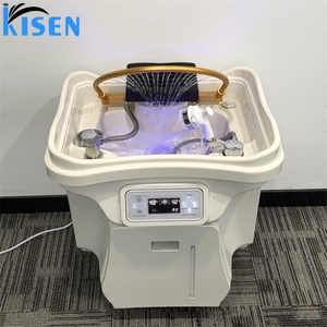 Kisen Hot Selling Factory Direct-sale Shampoo Basin Two Tanks System <b>Led</b> <b>Light</b> Design Removable Adjustable Hair Wash Sink - Product Image 3