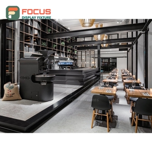 Freestanding Coffee Merchandise Display Rack Wood Slat Panel Cup Lid Display Zone Storefront Coffee Display Rack - Product Image 3