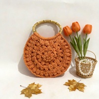 Sac à main bohème fait main au crochet pour femme, vintage, avec points popcorn 3D, en paille tressée de luxe, avec poignée supérieure, grande capacité, pour l'été et la plage