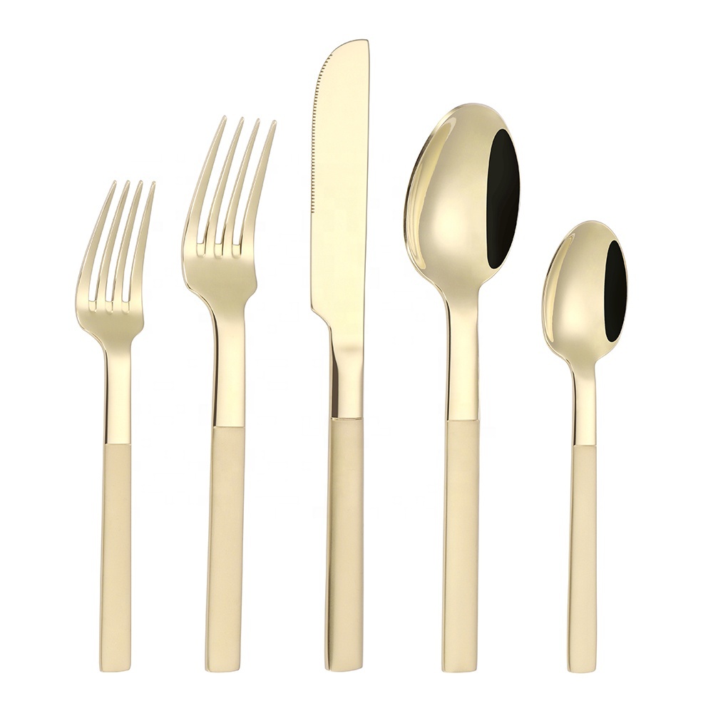 Factory Price Luxury Champagne Gold Stainless Steel Cutlery Set Modern Flatware Including Spoon Knife Fork Wholesale Bulk