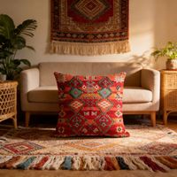 Housse de coussin carrée, style bohème ethnique, motif géométrique abstrait, housse de coussin décorative pour canapé, salon, lit