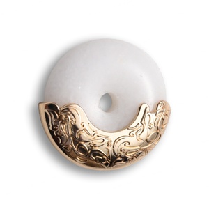 Factory Price Jade Material Beige Color Round Shape Pin Badge - Product Image 1