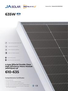 Panel Solar Bifacial de Doble Vidrio Tipo N de JA Solar, Módulo Fotovoltaico JAM72D42/LB 610w 615w 620w 625w 630w - Product Image 2