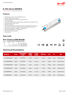 IP67 กันน้ำ 200W/250W/300W/400W CV 0-10V/1-10V/10V PWM/Rx หรี่แสงได้ไดร์เวอร์ LED แหล่งจ่ายไฟ 100-240V AC-DC 12V 24V - Product Image 5
